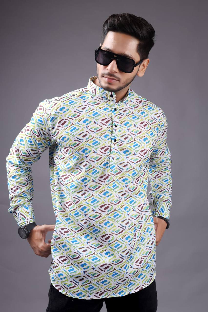 Digital Printed Short Kurta For Men
