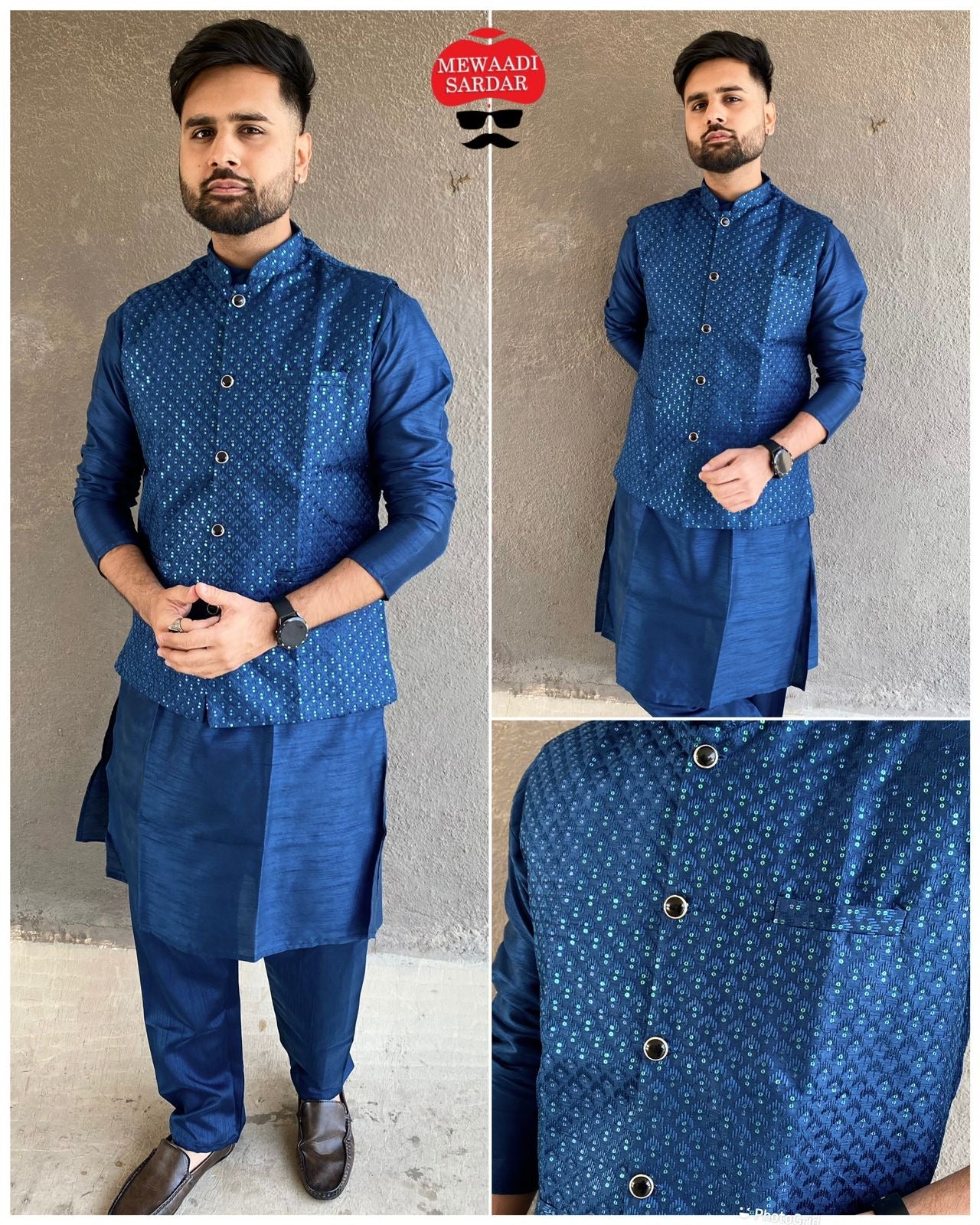 Manyavar Silk Nehru Jacket Koti For Men