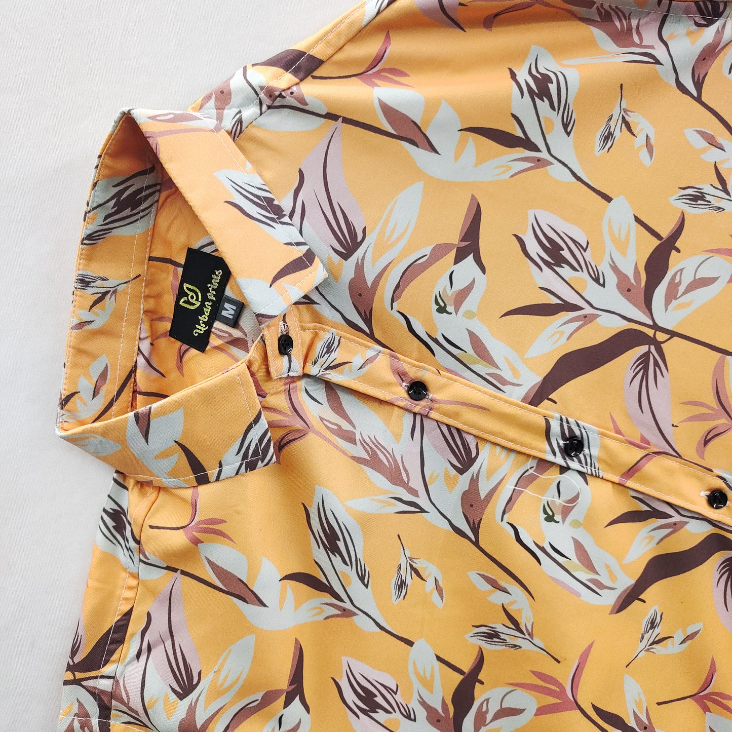 Mustard Color Printed Slim Fit Reyon Shirt For Men