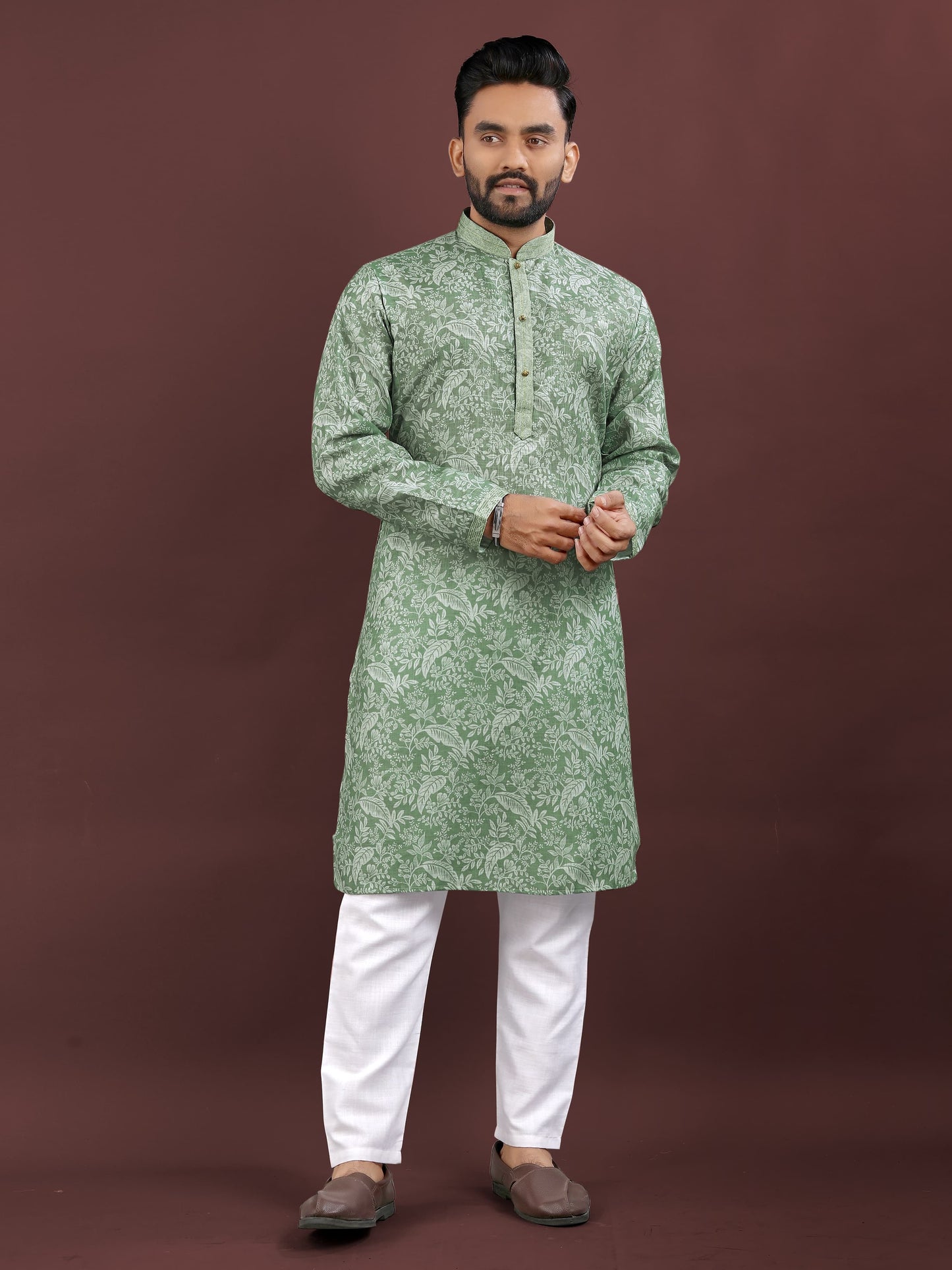 Digital Printed Semi Linen Kurta For Men