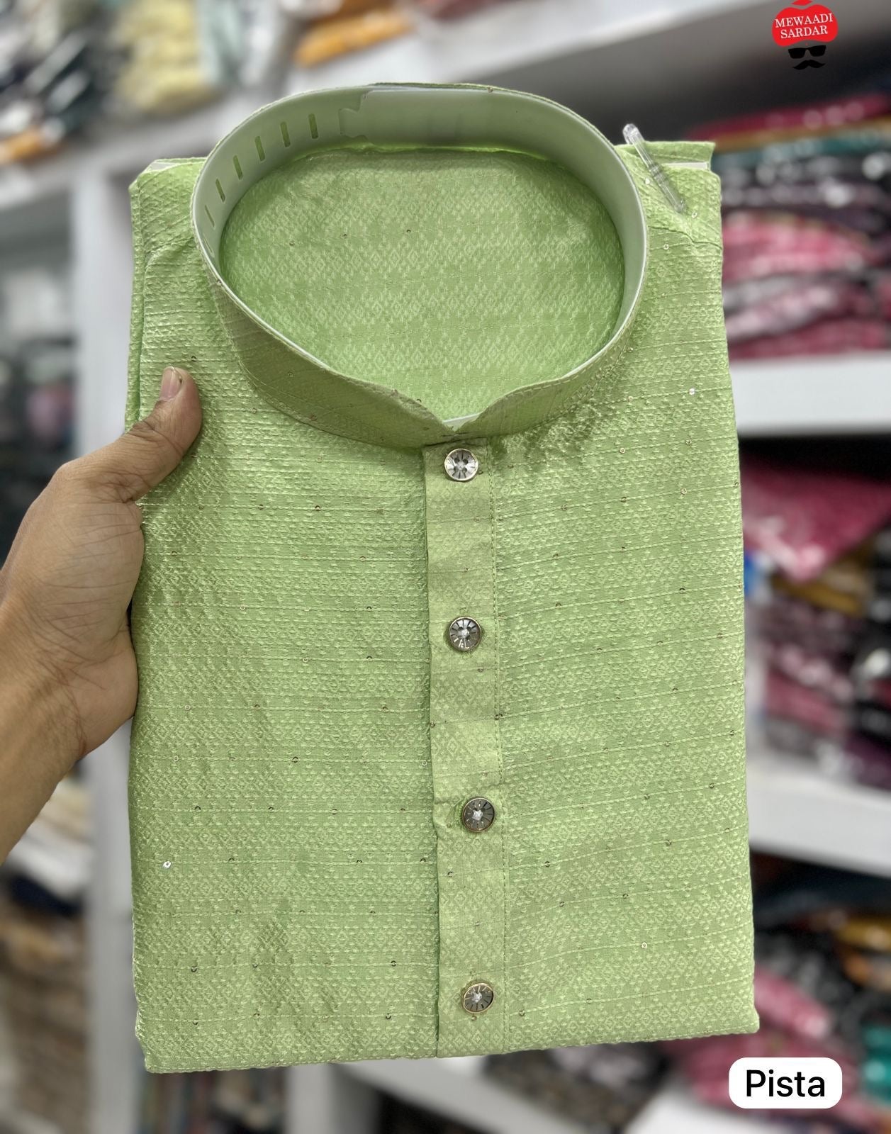 Stylish Jequard Sequins Work Kurta pajama For Men