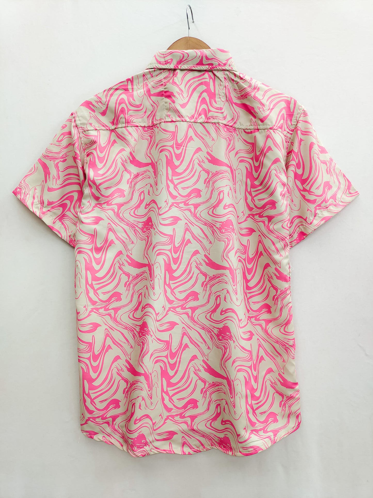 Pink Marble Printed Slim Fit Reyon Shirt For Men