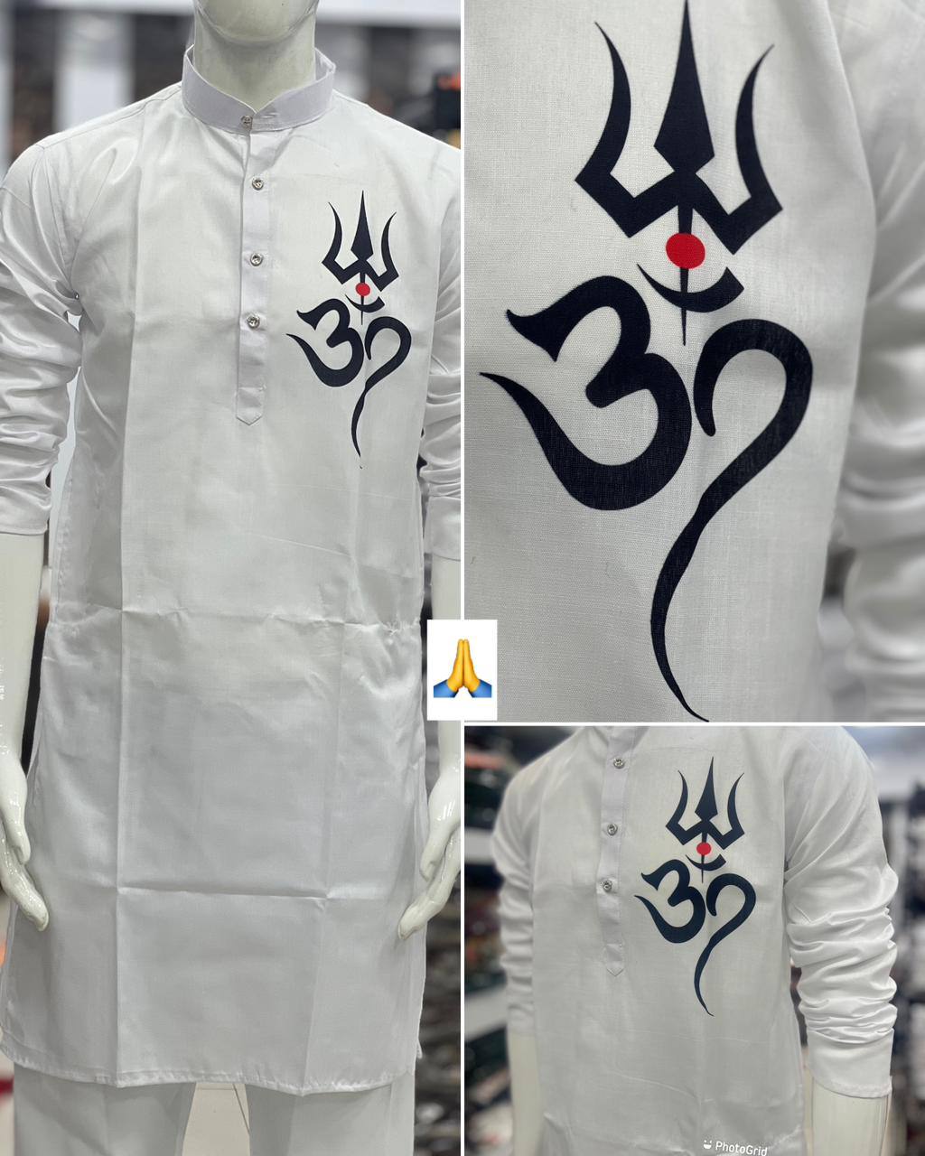 Om Trishul Mahadev Printed Kurta Pajama for Men