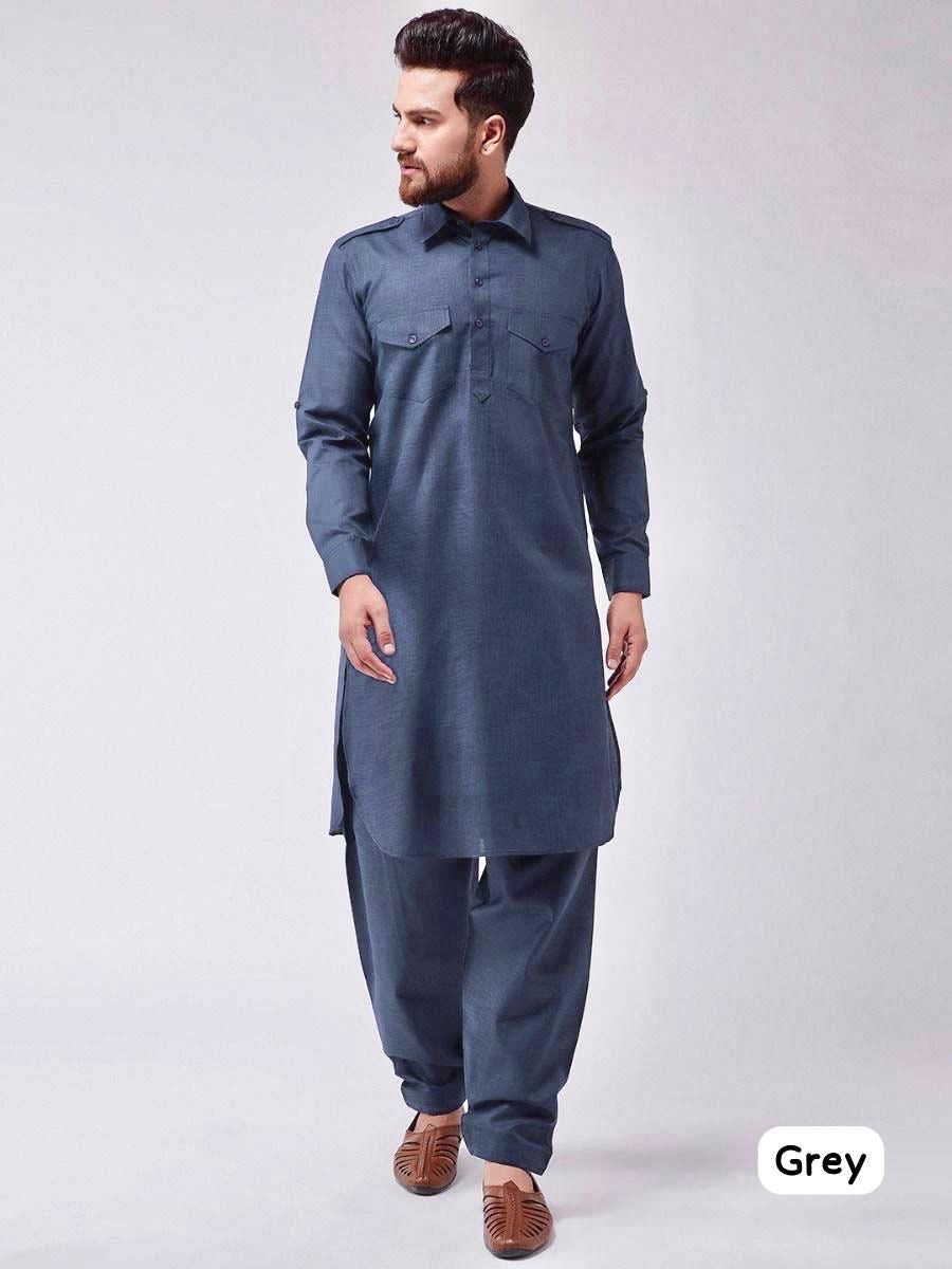 Grey Pathani suit for men