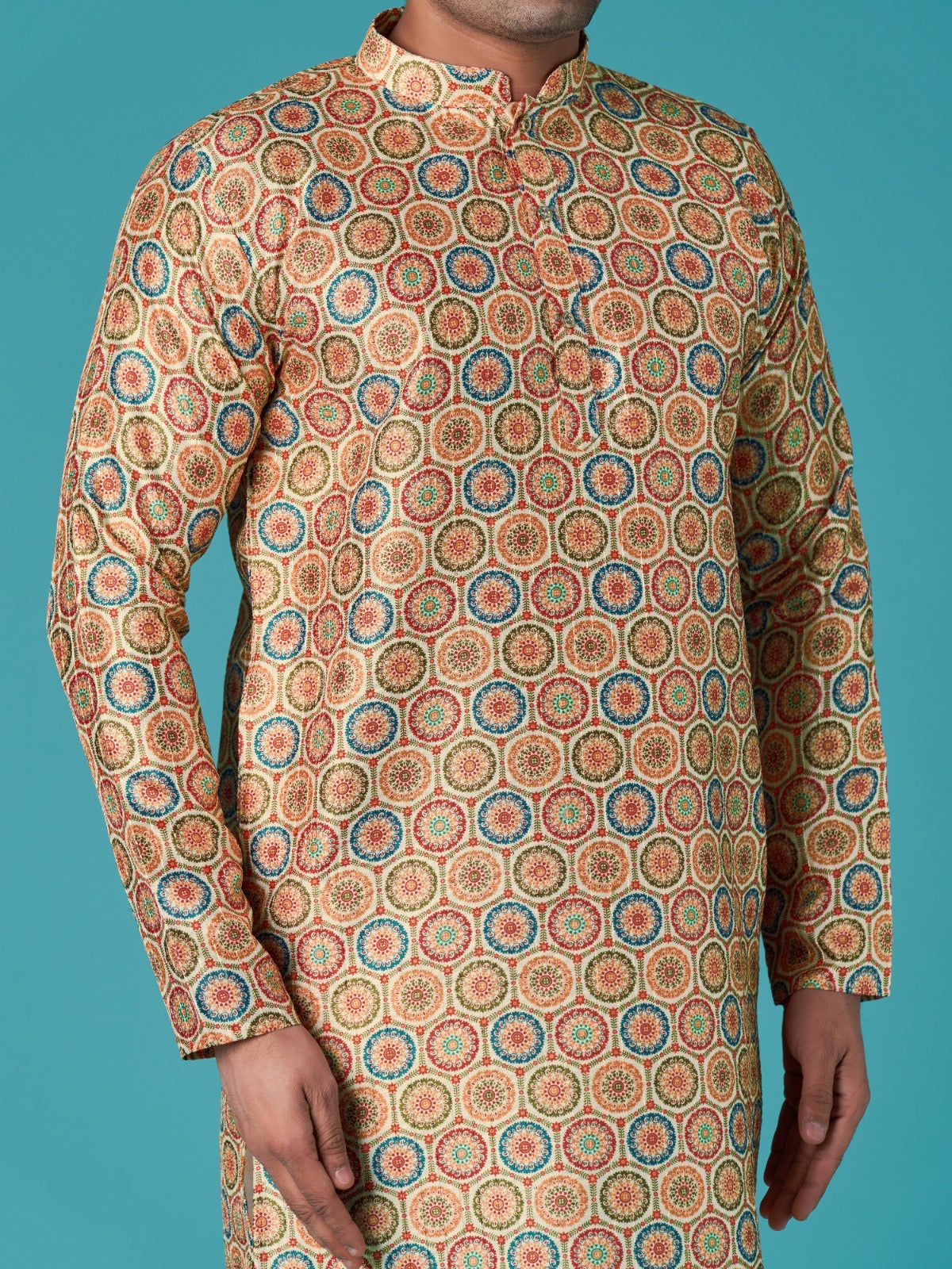 Trendy Printed Sequins Kurta Pajama For Men