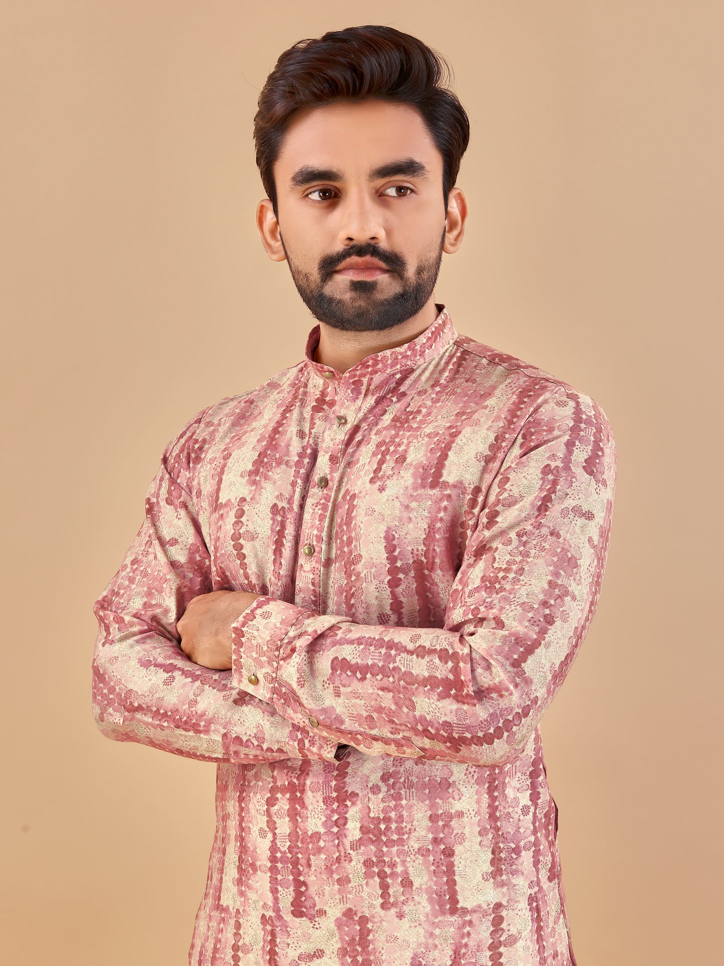 Manzar Cotton Foil Printed Kurta Pyjama for Men