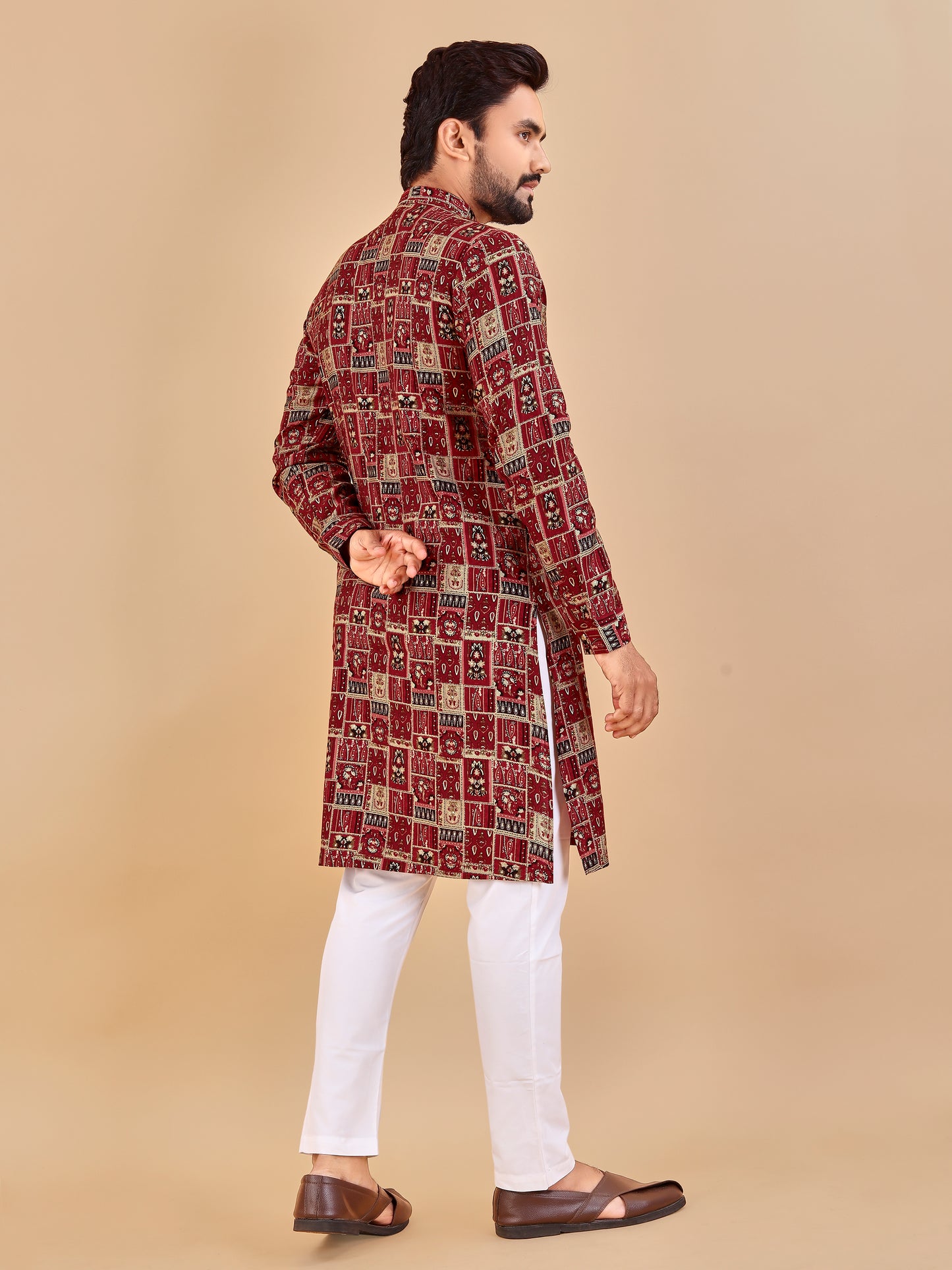 Manzar Cotton Foil Printed Kurta Pajama for Men