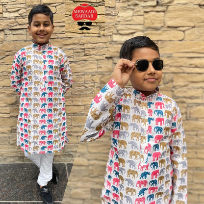 Little Master Cotton Printed Kid Kurta
