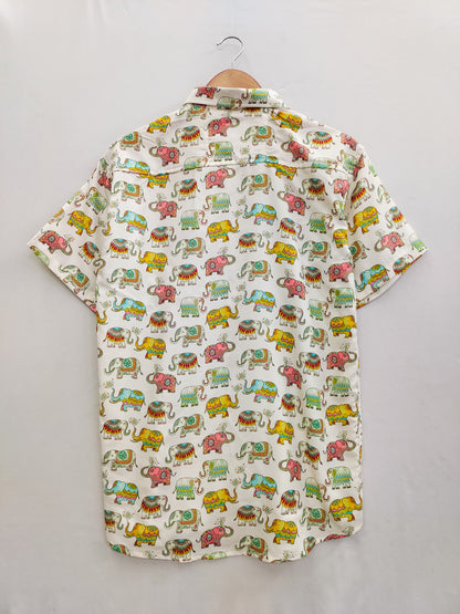 Elephant Printed Slim Fit Reyon Shirt For Men